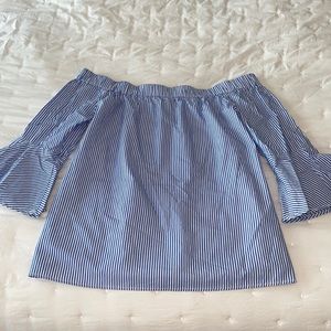 Cupio Striped Off the Shoulder Top
